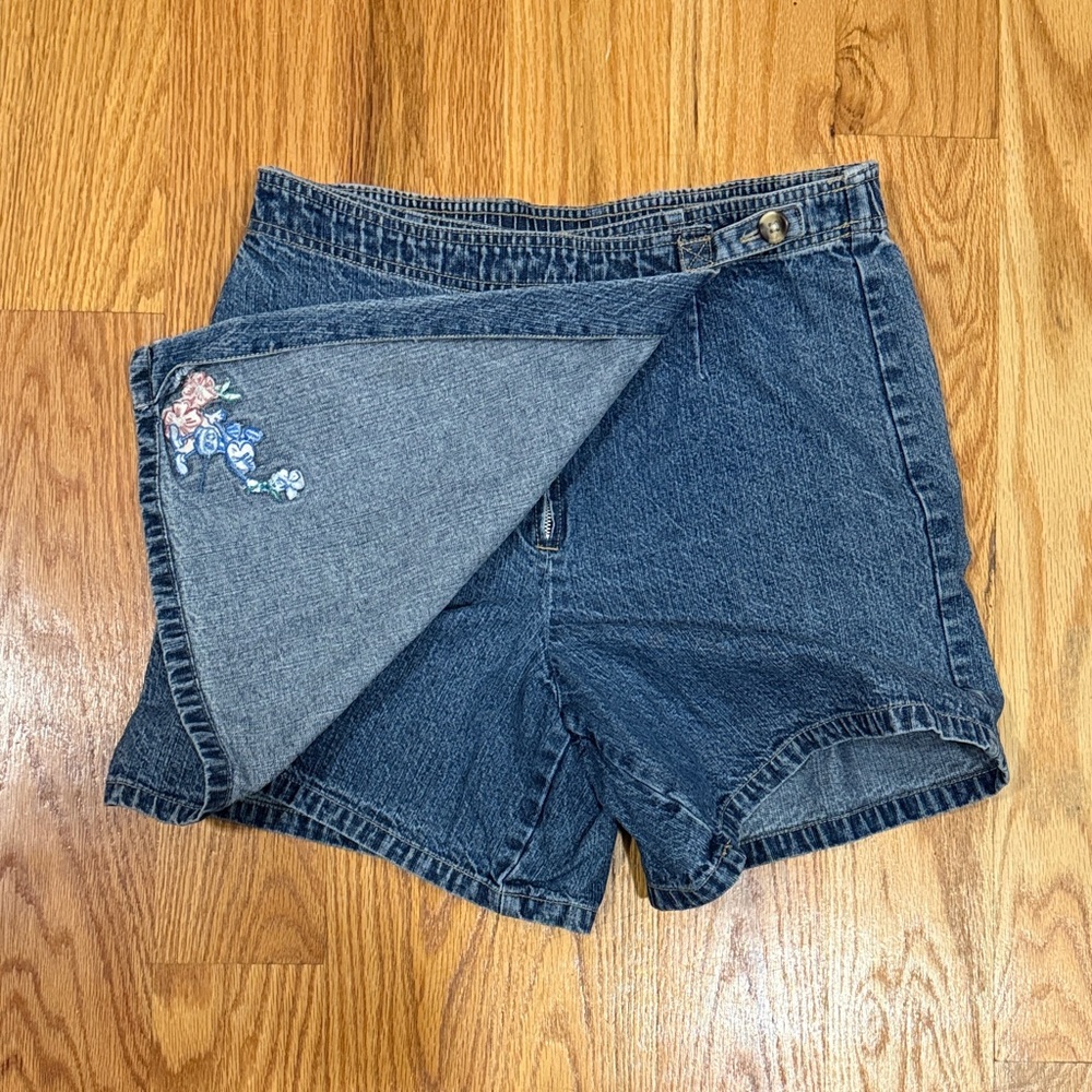 Disney Denim Wrap Skort with Embroidered Mickey - Blue - Picture 3 of 9
